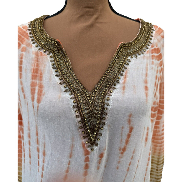 Soft Surroundings NWT Small Embroidered‎ Beaded V-Neck Long Sleeve Top/Tunic - Picture 2 of 11